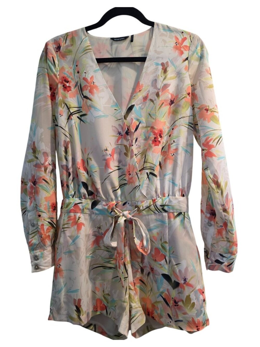 Y2K Marciano x Guess Botanica Floral Long-Sleeve V-Neckline Romper Shorts Sz 0